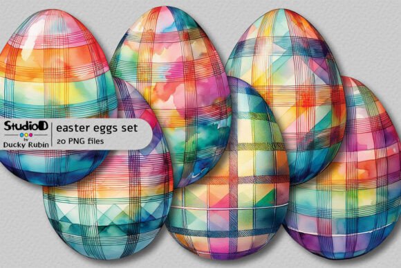 Download Watercolor Eggs Clipart Set - Plaid - Watercolor eggs Collection