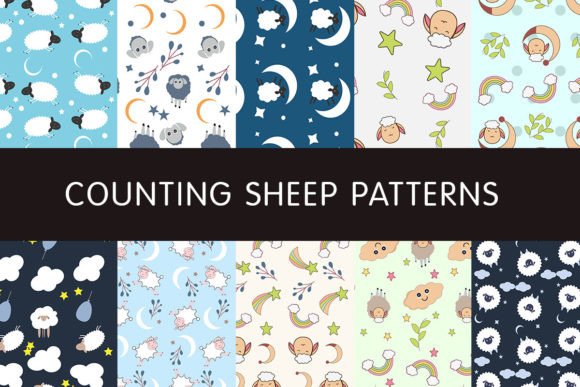 Download Counting Sheep Digital Paper Patterns - Patterns Collection