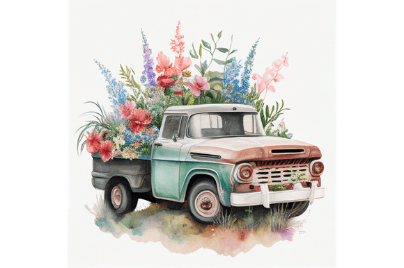 Download Vintage Truck Watercolor Clipart File - Premium Resources