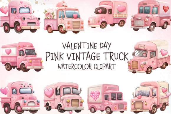 Download Valentine Day Pink Vintage Truck ClipArt - Premium Resources
