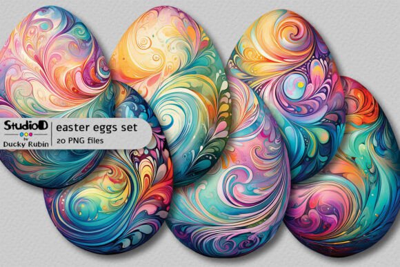 Download Watercolor Eggs Clipart Set - Swirls - Watercolor eggs Collection