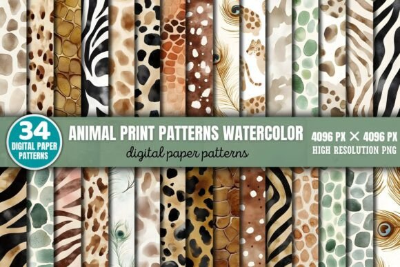 Download Animal Print Patterns Watercolor Digital - Patterns Collection