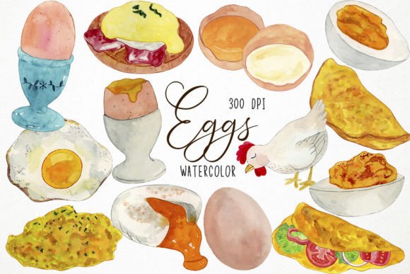 Download Watercolor Eggs Clipart, Omelette - Watercolor eggs Collection